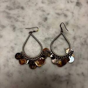 Elegant Gold and Brown Dangle Earrings